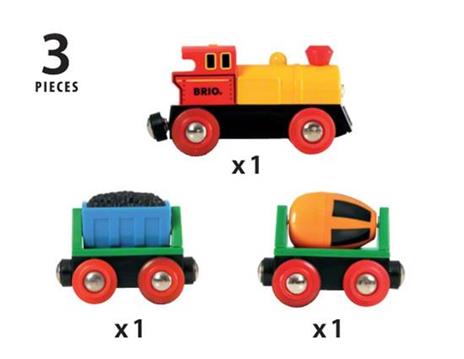 BRIO WORLD - Treno con Locomotiva a Batterie, Veicoli per Pista Trenino BRIO, 3 Pezzi, Età 3+ Anni - 3