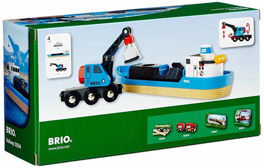 BRIO WORLD - Nave Container e Gru, Veicoli Giocattolo in Legno, 4 pezzi, Età 3+ Anni - 10