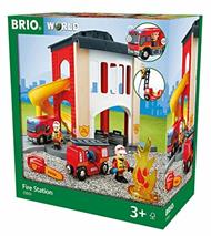 BRIO WORLD - Caserma dei Pompieri, Accessorio per Pista Trenino BRIO, Set da 12 Pezzi, Età 3+ Anni