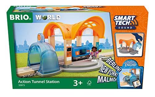 BRIO WORLD - Stazione Ferroviaria con Tunnel Azione Smart Tech Sound, Accessorio per Pista Trenino BRIO