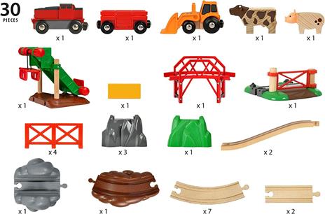 BRIO WORLD - Set Ferrovia Fattoria degli Animali, Pista Trenino con Accessori, 30 pezzi, Età 3+ Anni - 4