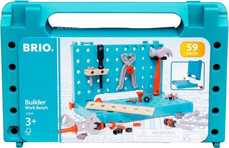 BRIO BUILDER - Banco da Lavoro per Bambini, Set Attrezzi con Piano da Lavoro, 59 Pezzi,  EEtà 3+ Anni