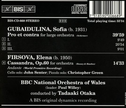 Pro et contra - CD Audio di Sofia Gubaidulina,Elena Firsova - 2