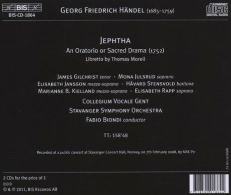 Jeptha - CD Audio di Fabio Biondi,Georg Friedrich Händel - 2