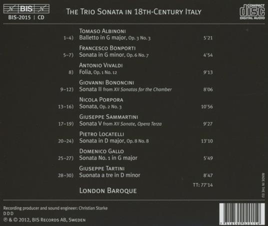 Sonate inglesi del 18° secolo per trio - CD Audio di London Baroque - 2