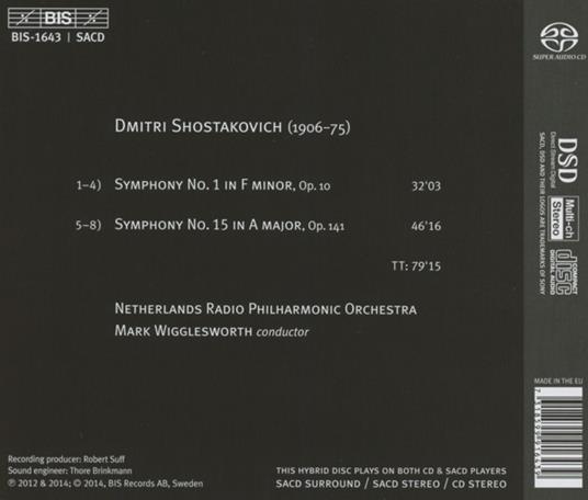 Sinfonie n.1, n.15 - SuperAudio CD di Dmitri Shostakovich - 2