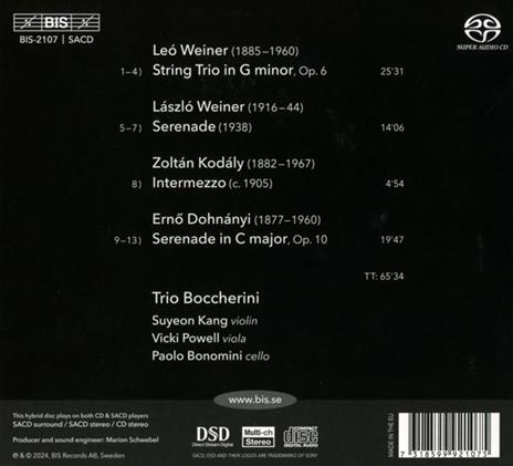 Hungarian String Trios - CD Audio di Trio Boccherini - 2