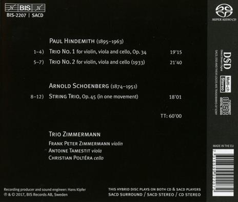 Hindemith-Schoenberg - SuperAudio CD di Paul Hindemith,Arnold Schönberg,Trio Zimmermann - 2