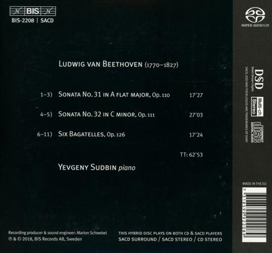 Sonate per pianoforte op.110, op.111 - Bagatelle - CD Audio di Ludwig van Beethoven,Yevgeny Sudbin - 2