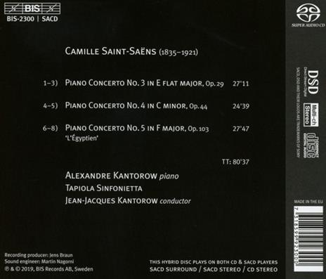 Concerti per pianoforte n.3, n.4, n.5 - SuperAudio CD di Camille Saint-Saëns,Jean-Jacques Kantorow,Tapiola Sinfonietta,Alexandre Kantorow - 2