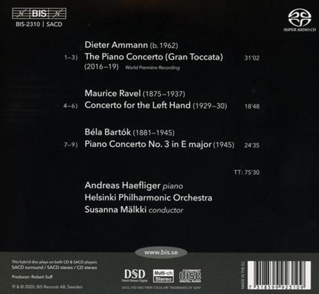Concerti per pianoforte - SuperAudio CD di Maurice Ravel,Bela Bartok,Dieter Ammann,Andreas Haefliger - 2