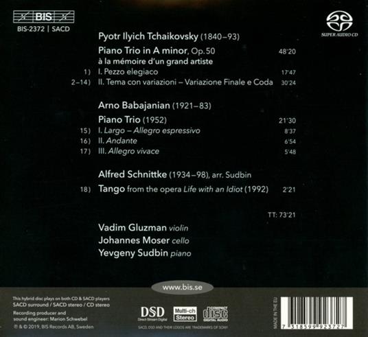 Trio con pianoforte op.50 - SuperAudio CD di Pyotr Ilyich Tchaikovsky,Vadim Gluzman - 2