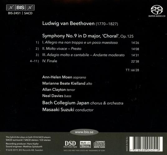 Sinfonia n.9 op.125 - SuperAudio CD di Ludwig van Beethoven,Masaaki Suzuki,Bach Collegium Japan - 2