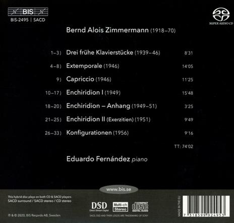 Opere Per Pianoforte - CD Audio di Bernd Alois Zimmermann,Eduardo Fernandez - 2