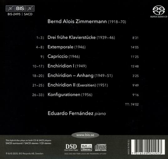 Opere Per Pianoforte - CD Audio di Bernd Alois Zimmermann,Eduardo Fernandez - 2