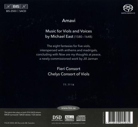 Amavi - music for viols and voices by Michael East - SuperAudio CD di Michael East - 2