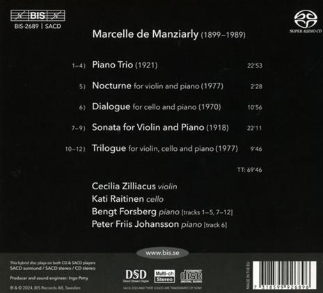 Chamber Works - CD Audio di Cecilia Zilliacus,Marcelle de Manziarly - 2