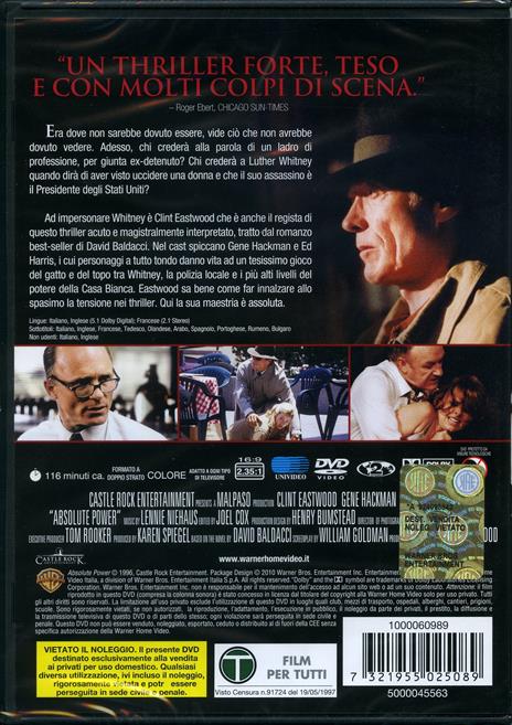 Potere assoluto - DVD - Film di Clint Eastwood Avventura | IBS