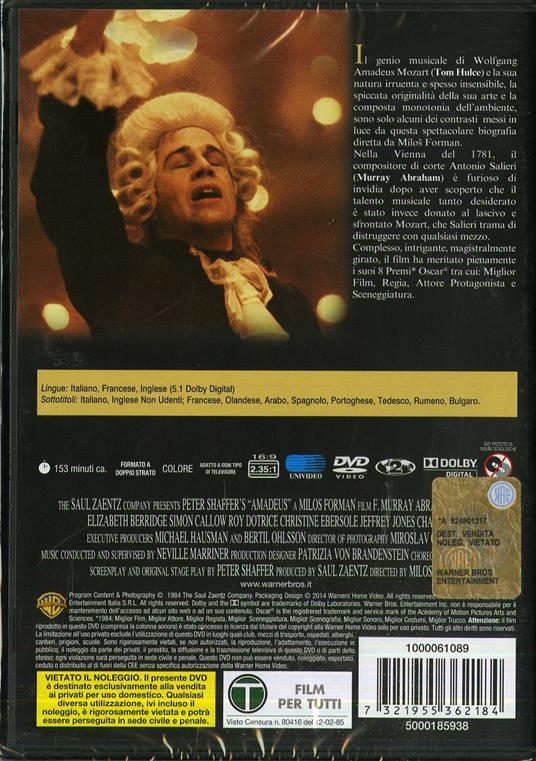 Amadeus di Milos Forman - DVD - 2