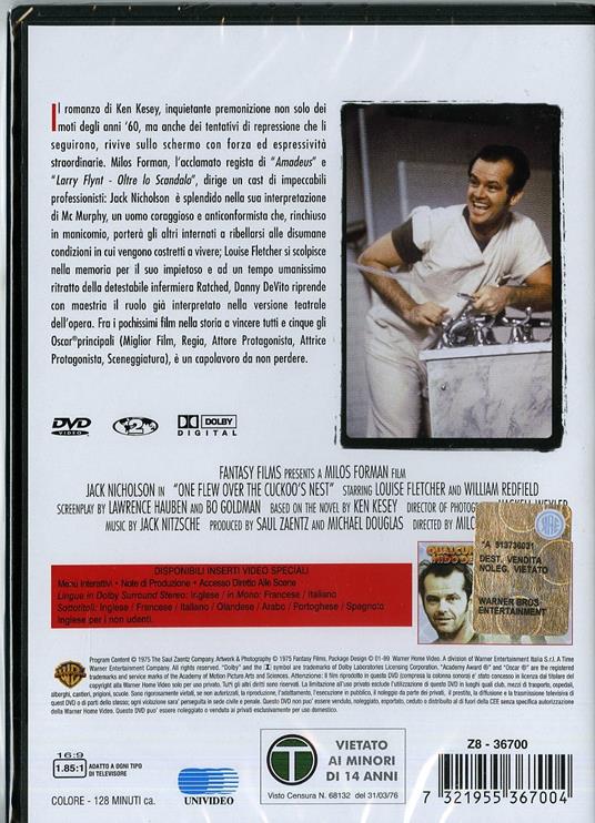 Qualcuno volò sul nido del cuculo - DVD - Film di Milos Forman Drammatico |  IBS