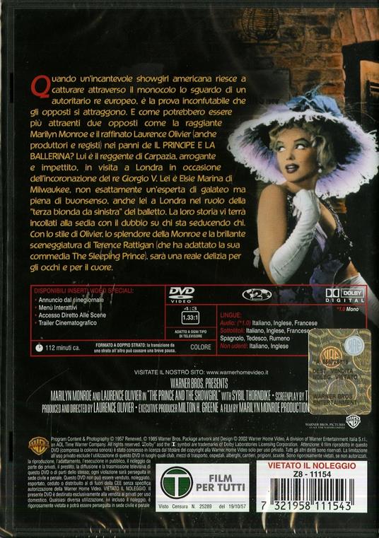 Il principe e la ballerina - DVD - Film di Laurence Olivier Commedia | IBS