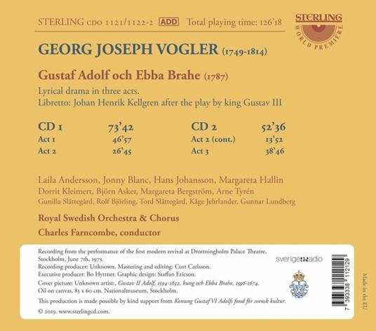 Gustaf Adolf Och Ebba Brahe - CD Audio di Georg Joseph Vogler - 2