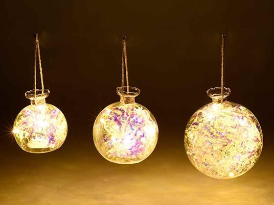 Set 3 Palline Natalizie da Appendere in Vetro con Luci Led Decorazioni  Natalizie Luminose per l'Albero di Natale e la Casa - - Idee regalo | IBS