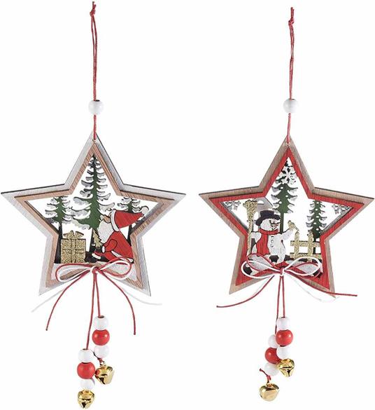 Decorazioni Natalizie a Forma di Stella in Legno Addobbi con Personaggi  Natalizi e Campanelle Altezza 11 Cm 10 Pezzi - Gruppo Maruccia - Idee  regalo | IBS