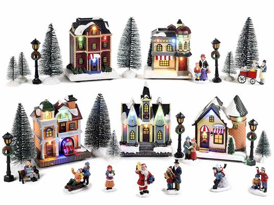 Set 30 statuine Natalizie Paesaggio Natalizio Componibile Luminoso Idea  Regalo Natale Decorazione Natalizia per Casa e Negozi - - Idee regalo | IBS