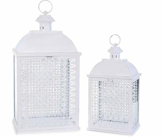Lanterne Portacandele in Metallo Traforato Bianco Complemento d''Arredo per  la Casa Set da 2 Lanterne - Gruppo Maruccia - Idee regalo | IBS