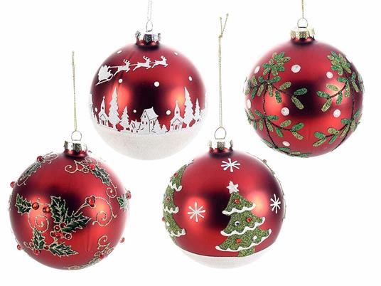 Palline per Albero di Natale con Glitter Set da 12 Decorazioni Natalizie da  Appendere in Vetro Idea Regalo - - Idee regalo | IBS