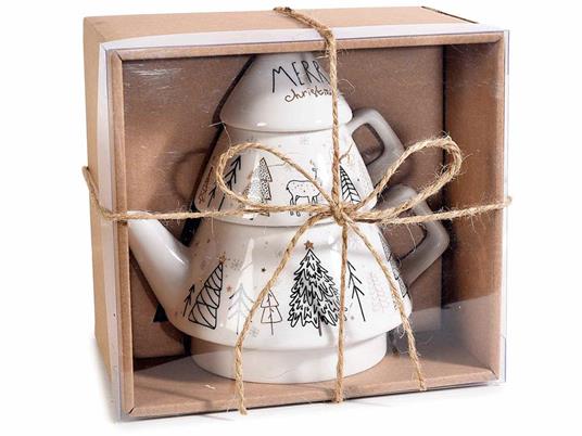 Teiera Natalizia con Tazza in Confezione Regalo Set tè in Porcellana Idea  Regalo Natale