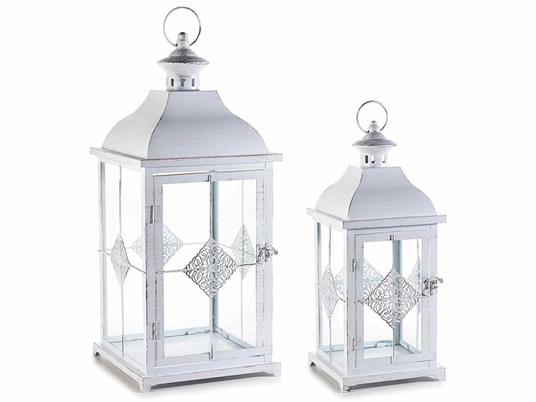 Lanterne portacandele anticate color bianco decorazione Shabby Chic per la  casa - Gruppo Maruccia - Idee regalo | IBS