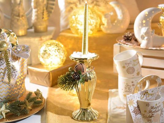 Candelabri in Ceramica Color Oro Portacandela da Tavolo e Camino Vintage  Set da 2 Complemento d''Arredo per la Casa - Gruppo Maruccia - Idee regalo  | IBS