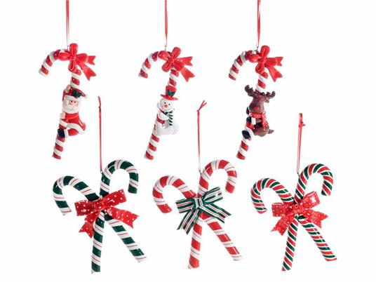 Bastoncini Natalizi in resina lucida da appendere set 12 decorazioni per  albero di Natale - Gruppo Maruccia - Idee regalo | IBS