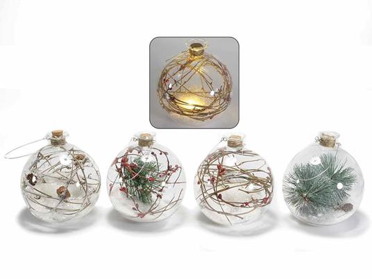 Set 4 Palline per Albero di Natale in vetro con Luci Decorazioni Natalizie  Luminose da Appendere Idea Regalo Natale - - Idee regalo | IBS