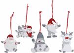 Decorazioni Natalizie per la Casa in Legno con Babbo Natale e Pupazzo di Neve Addobbi per l''Albero Assortiti Set 60 Pezzi Altezza 6 Cm