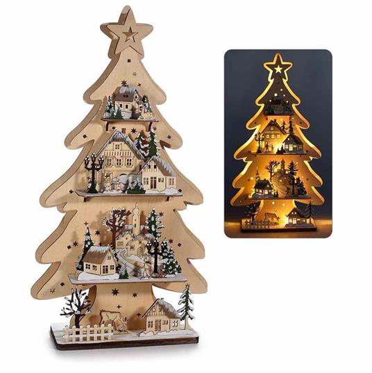 Albero di Natale da tavolo in legno con paesaggio invernale e luci led idea  regalo - Gruppo Maruccia - Idee regalo | IBS