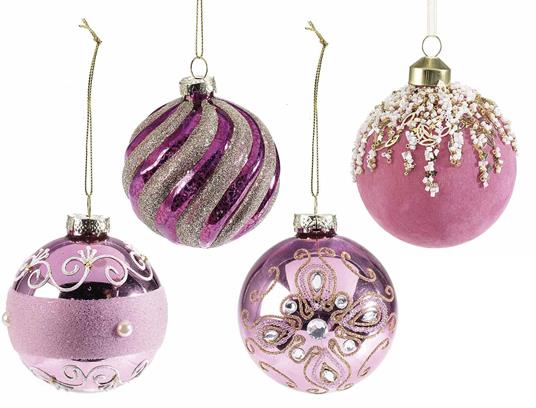 Palline di Natale in Vetro Artigianali Addobbi Natalizi con Glitter e  Perline Colore Rosa 12 Pezzi Diametro 8 Cm - Gruppo Maruccia - Idee regalo  | IBS