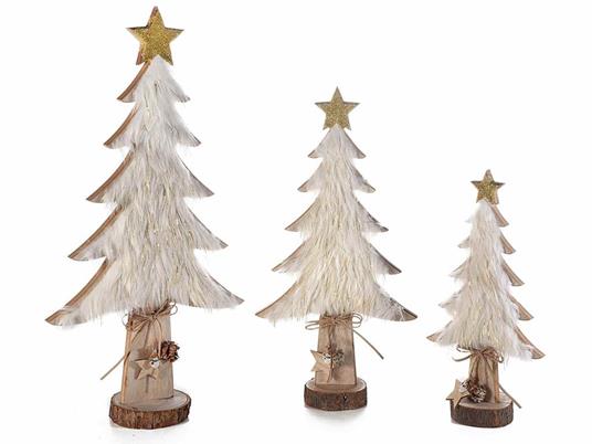 Alberi Natalizi da tavolo in legno e finto pelo set da tre alberelli  decorativi per casa e ufficio - Gruppo Maruccia - Idee regalo | IBS