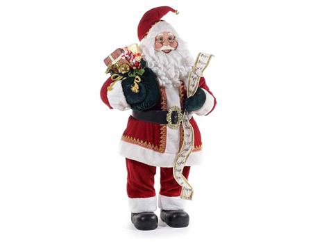 Babbo Natale Decorativo per Vetrine e Negozi Statuina di Babbo Natale con Abito e Finta Pelliccia Altezza 83 Centimetri Idea Regalo Natale