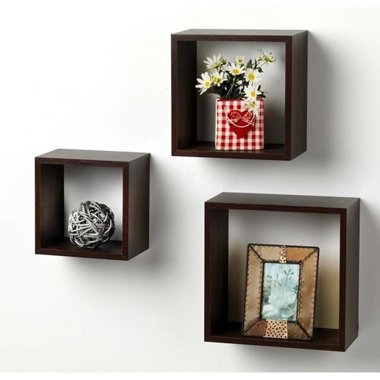 Mensole da parete quadrate in legno wengè set da sei - King Collection -  Idee regalo | IBS