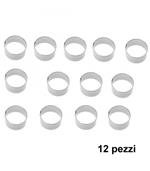 Set 12 Pezzi Forme Stampi Per Dolci Torte Biscotti Rotonde Inox 8x4cm Pasticceri