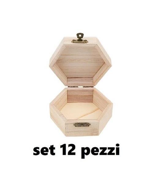 Set 12 Scatoline In Legno Decoupage Portagioie Scatola Cofanetto Esagonali  - Trade Shop TRAESIO - Idee regalo | IBS