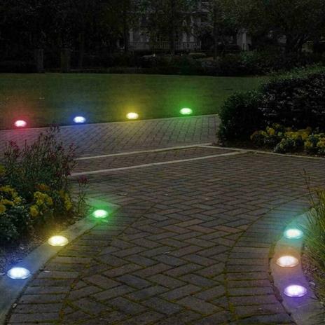 4 FARO LAMPADA LED SOLARE DA ESTERNO GIARDINO FARETTO 8 LED PICCHETTO  SEGNAPASSI