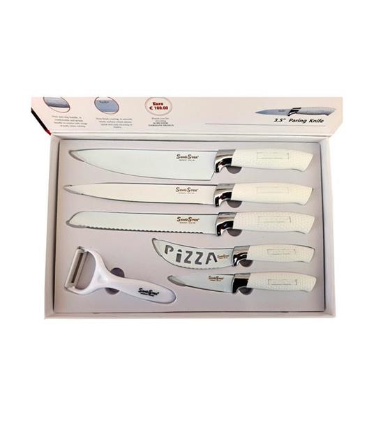 Set 5 Coltelli Da Cucina In Acciaio Manico Antiscivolo + Pelapatate White -  Trade Shop TRAESIO - Idee regalo | IBS