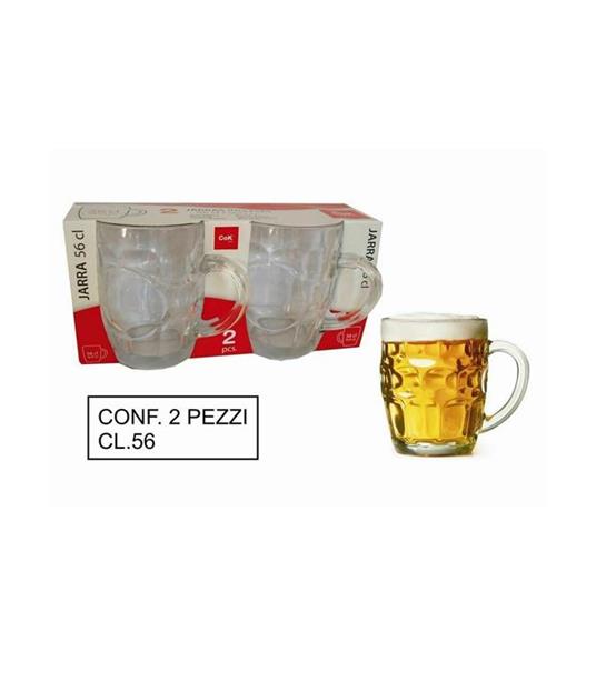 Set 2 Pezzi Brocca Bicchieri Boccali Birra In Vetro Classico 56 Cl Con  Manico - Trade Shop TRAESIO - Idee regalo | IBS