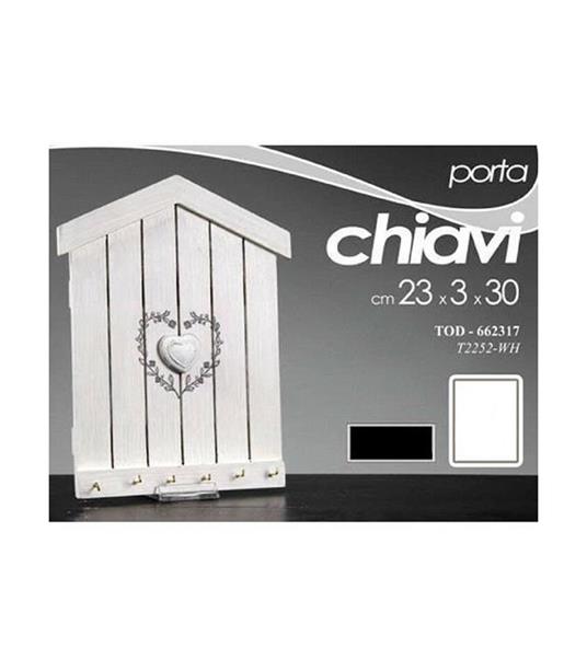 Portachiavi Da Parete Forma Casetta In Legno Bianco Con Cuore Stile Shabby  Chic