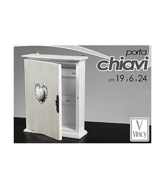 Cassetta Portachiavi Da Parete In Legno Bianco Con Cuore Stile Shabby Chic  - Trade Shop TRAESIO - Idee regalo | IBS