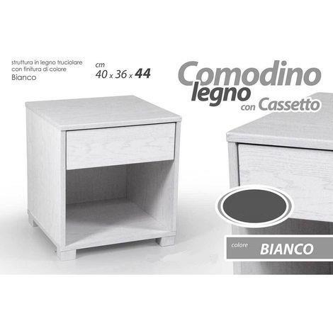 Comodino Con Casseto Letto Moderno 44X40X36Cm Legno Bianco Rovere Sbiancato  - ND - Casa e Cucina | IBS